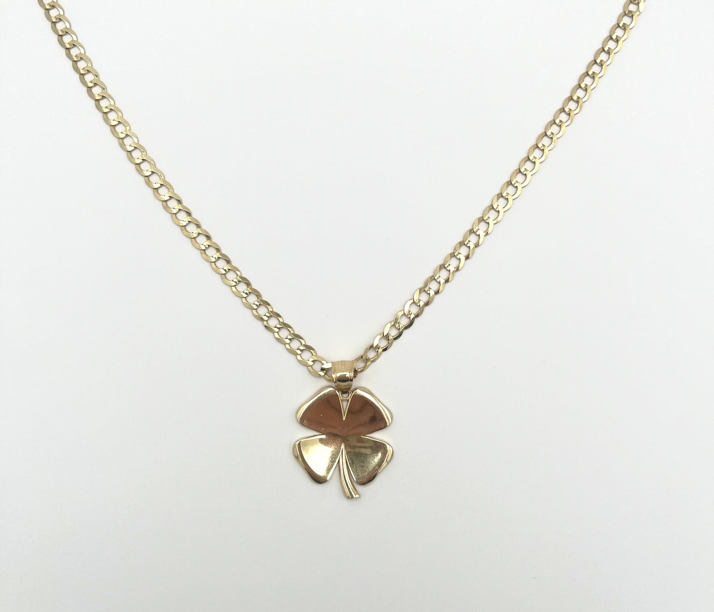 Italian Cuban Chain with Clover Pendant