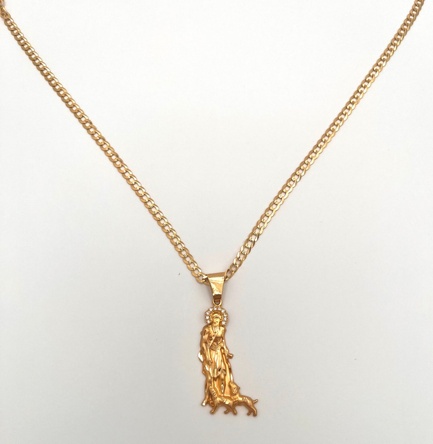 Italian Cuban Chain with Saint Lazarus Pendant