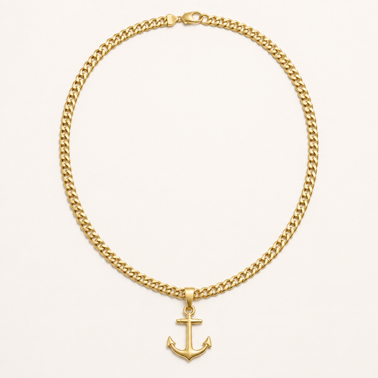 10K gold Cuban chain with anchor pendant