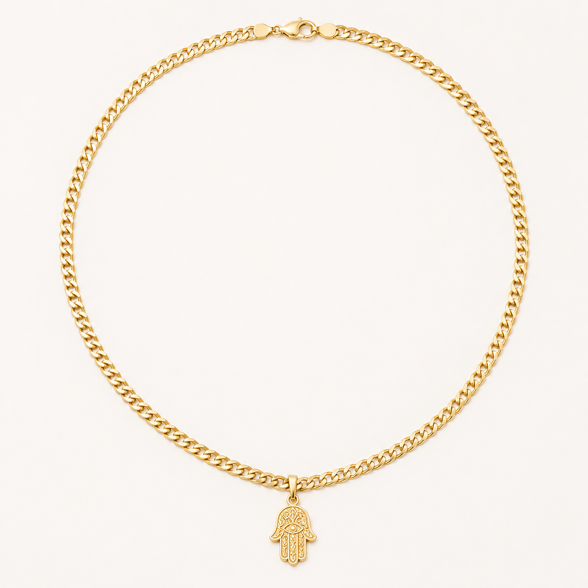 10K gold Cuban chain with protective hand pendant