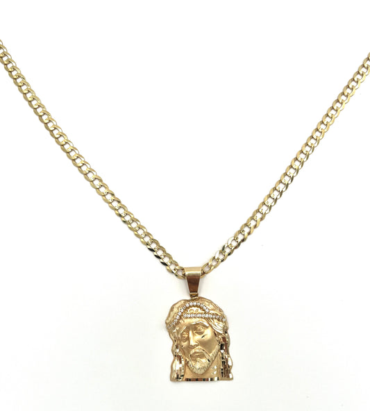 Italian Cuban Chain with Jesus Christ Pendant