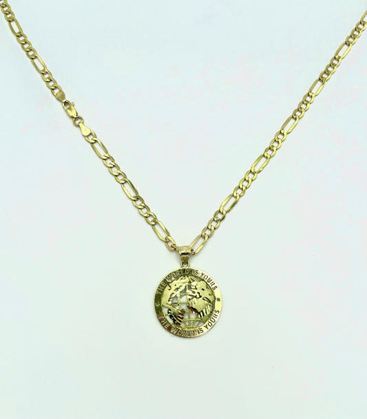 Figaro Chain with World Globe Pendant