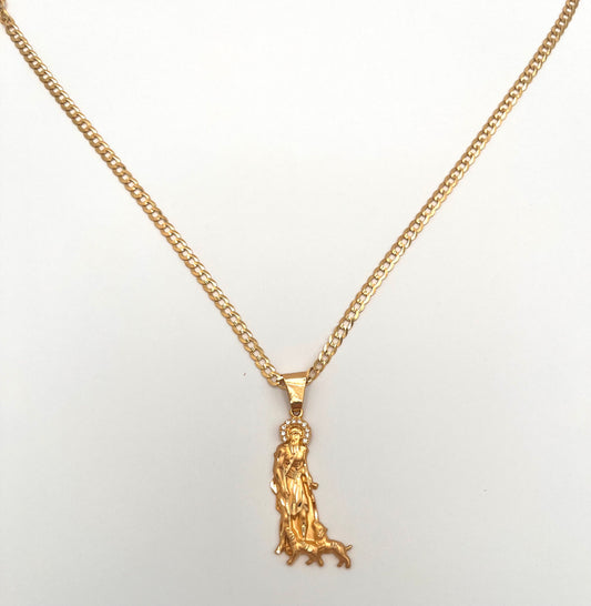 Italian Cuban Chain with Saint Lazarus Pendant