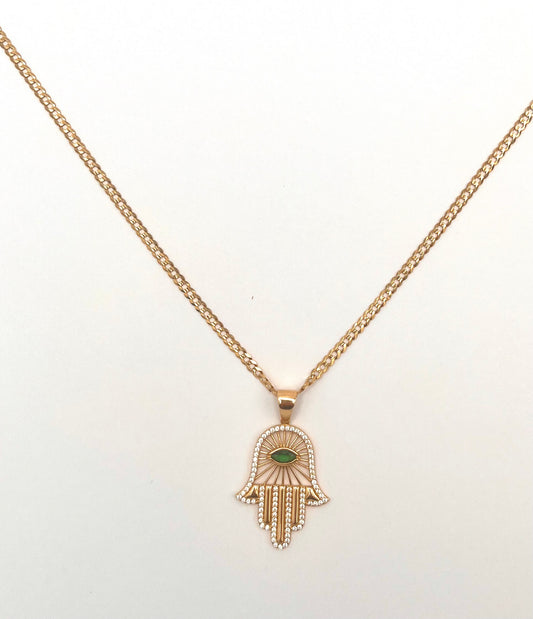 Italian Cuban Chain with Hand Pendant