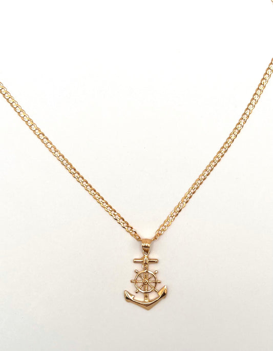 Italian Cuban Chain with Anchor Pendant